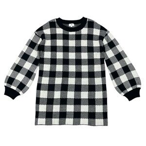 LPA Black and White Checkered Sweater Mini Dress
